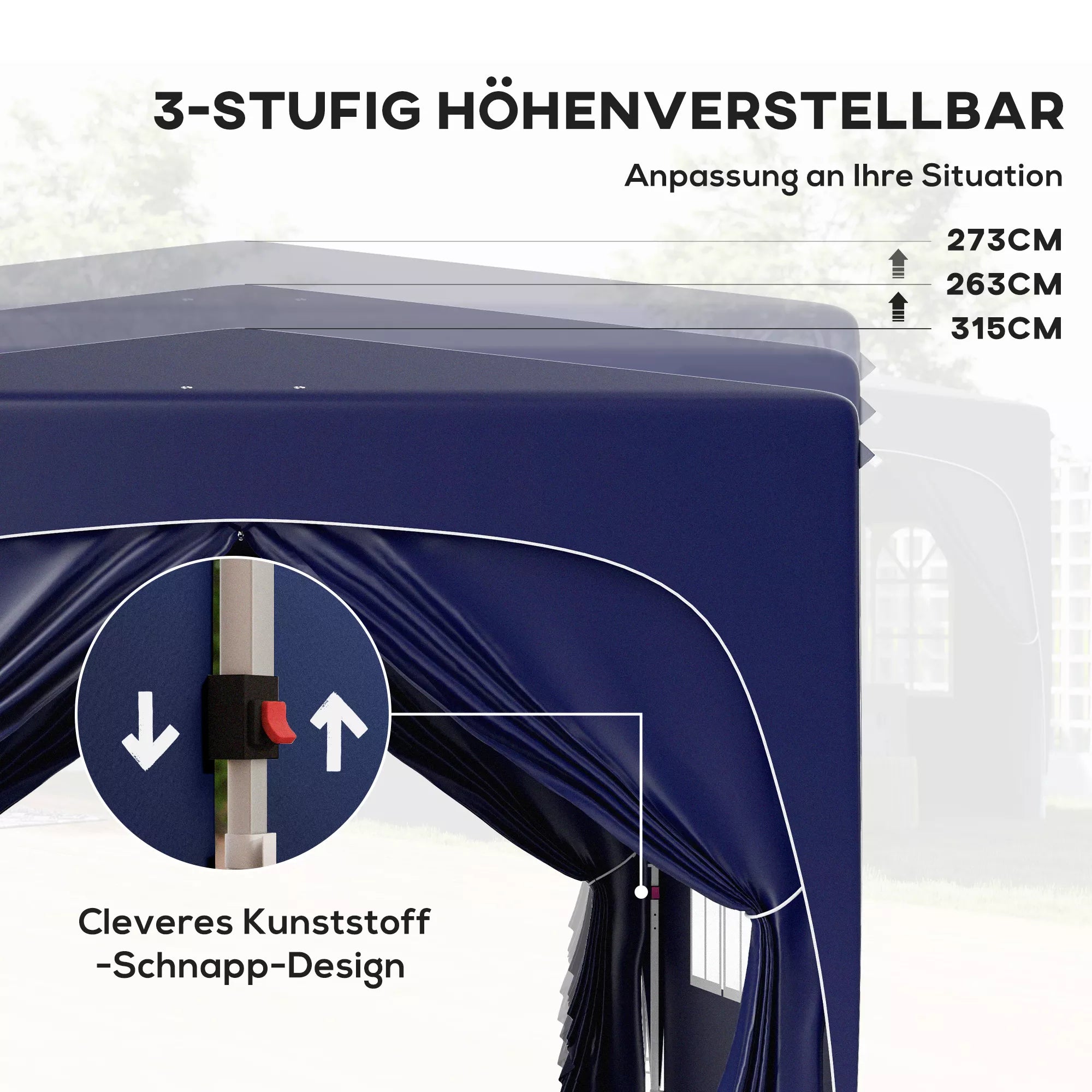 3 x 3 m Paviljonas, pop-up sodo palapinė su šoninėmis sienelėmis ir nešiojimo krepšiu, UPF50+, reguliuojamas aukštis, smėlio