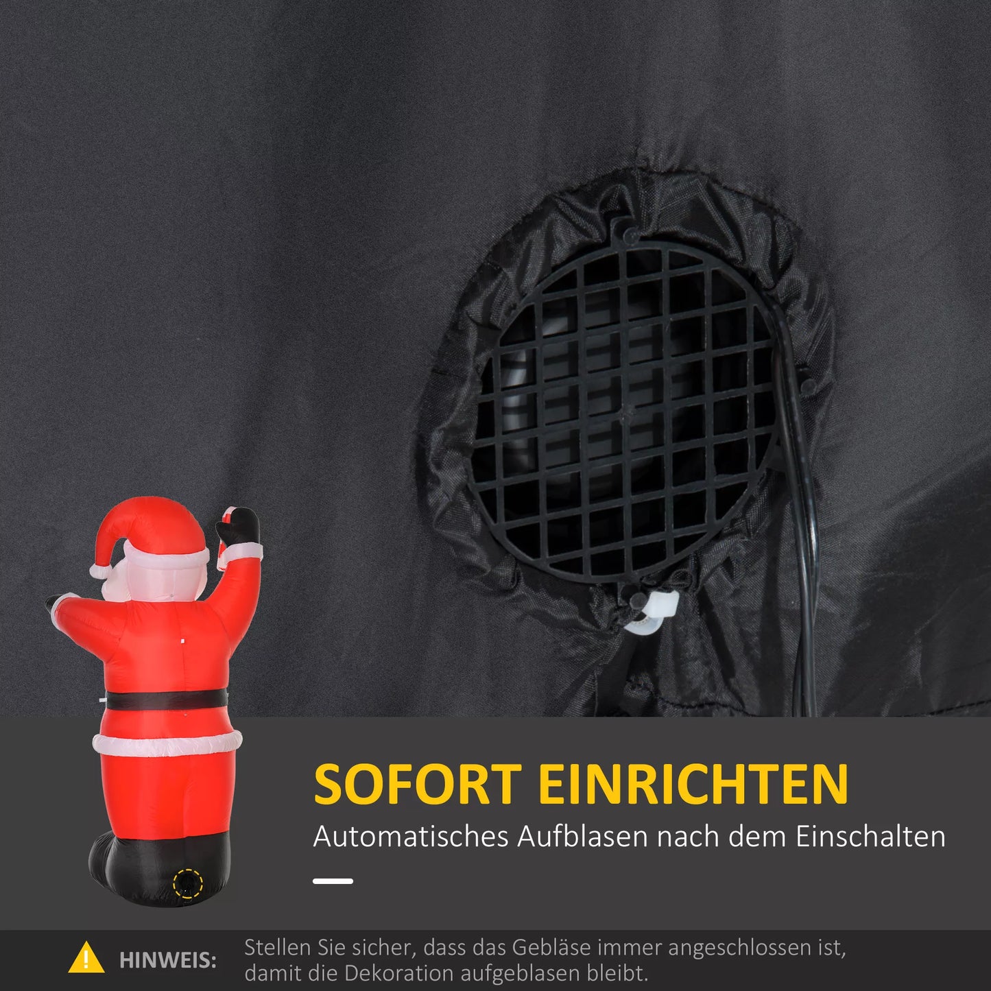 Pripučiama kalėdinė dekoracija, 2,4 m Kalėdų Senelis su LED apšvietimu, Cukraus lazdelė