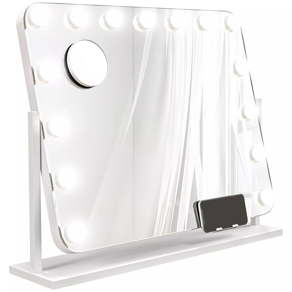 LED kosmetinis veidrodis, 3 apšvietimo režimai, reguliuojamas apšvietimas, jutiklinis valdymas, USB, 62,5 x 49,5 cm, baltas