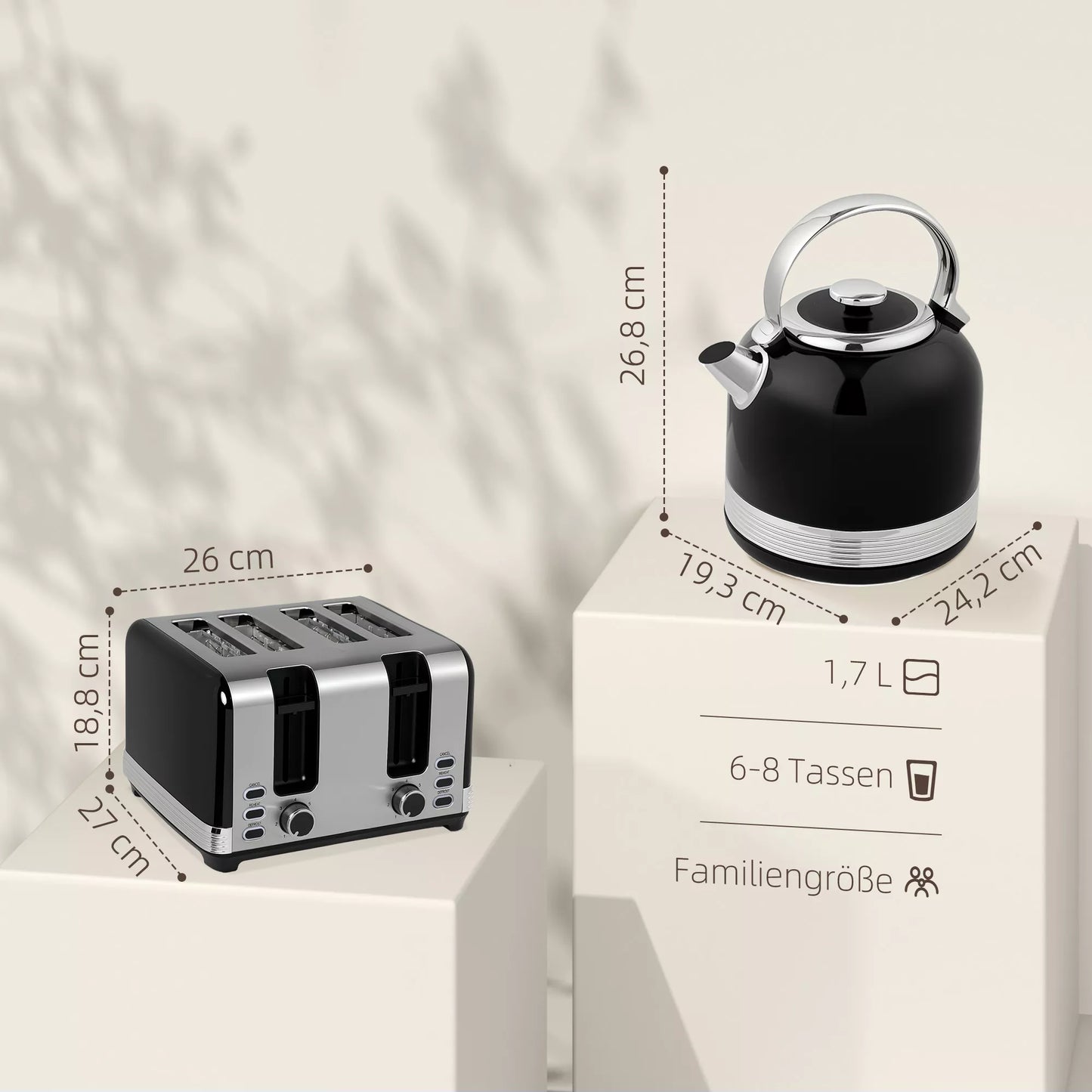 Virdulio ir skrudintuvo rinkinys, 7 rudinimo lygiai, 1,7 L, plastikas, nerūdijantis plienas, juodas