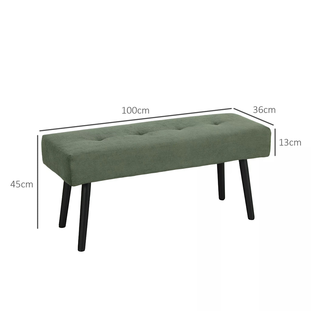 Sėdimoji sofa su velveto apmušalu, lovos sofa su metalinėmis kojomis, batų dėžė 100 x 36 x 45 cm Žalia