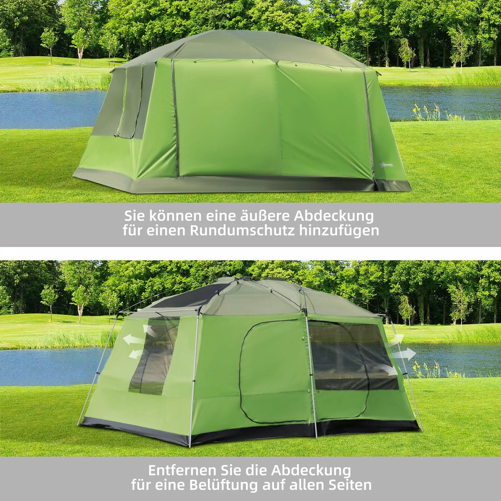 Kempingo palapinė Kupolinė palapinė Šeimos palapinė 2 miegamosios kabinos 4–8 asmenims L405 x B305 x H225 cm