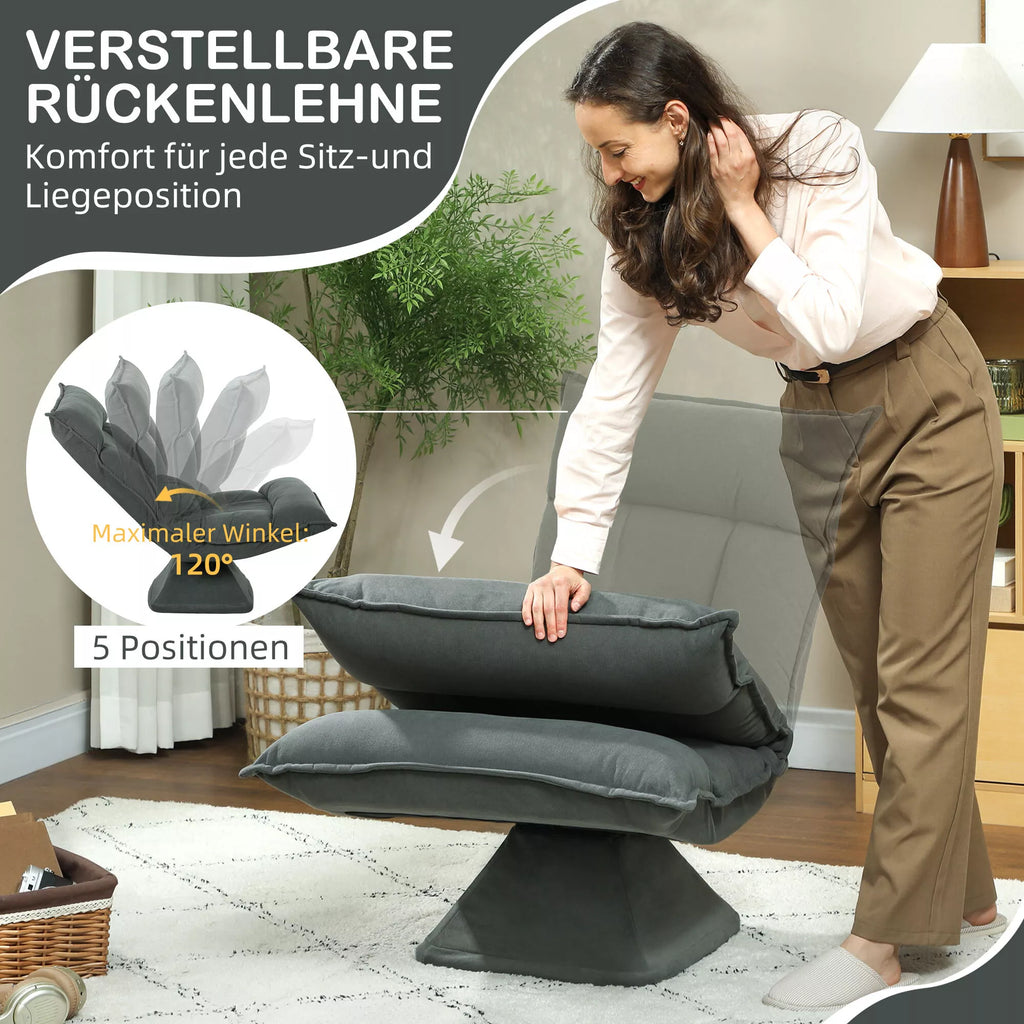 Grindų kėdė Lazy Sofa, pasukama, reguliuojamu atlošu, tamsiai pilka