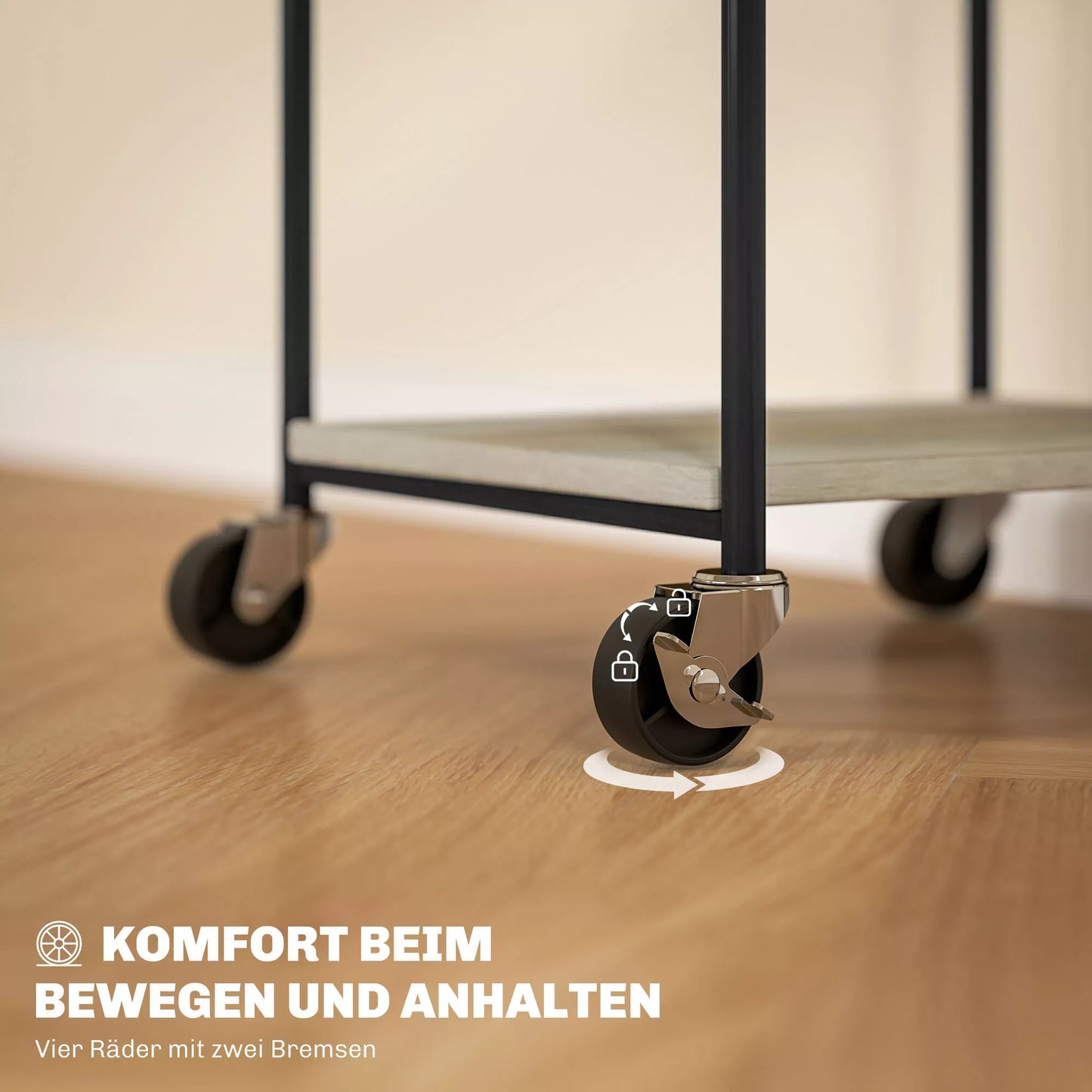 Spausdintuvo stovas su 3 lentynomis, reguliuojamo aukščio, mobilus spausdintuvo vežimėlis su ratukais, namų biurui, metalo ir medžio