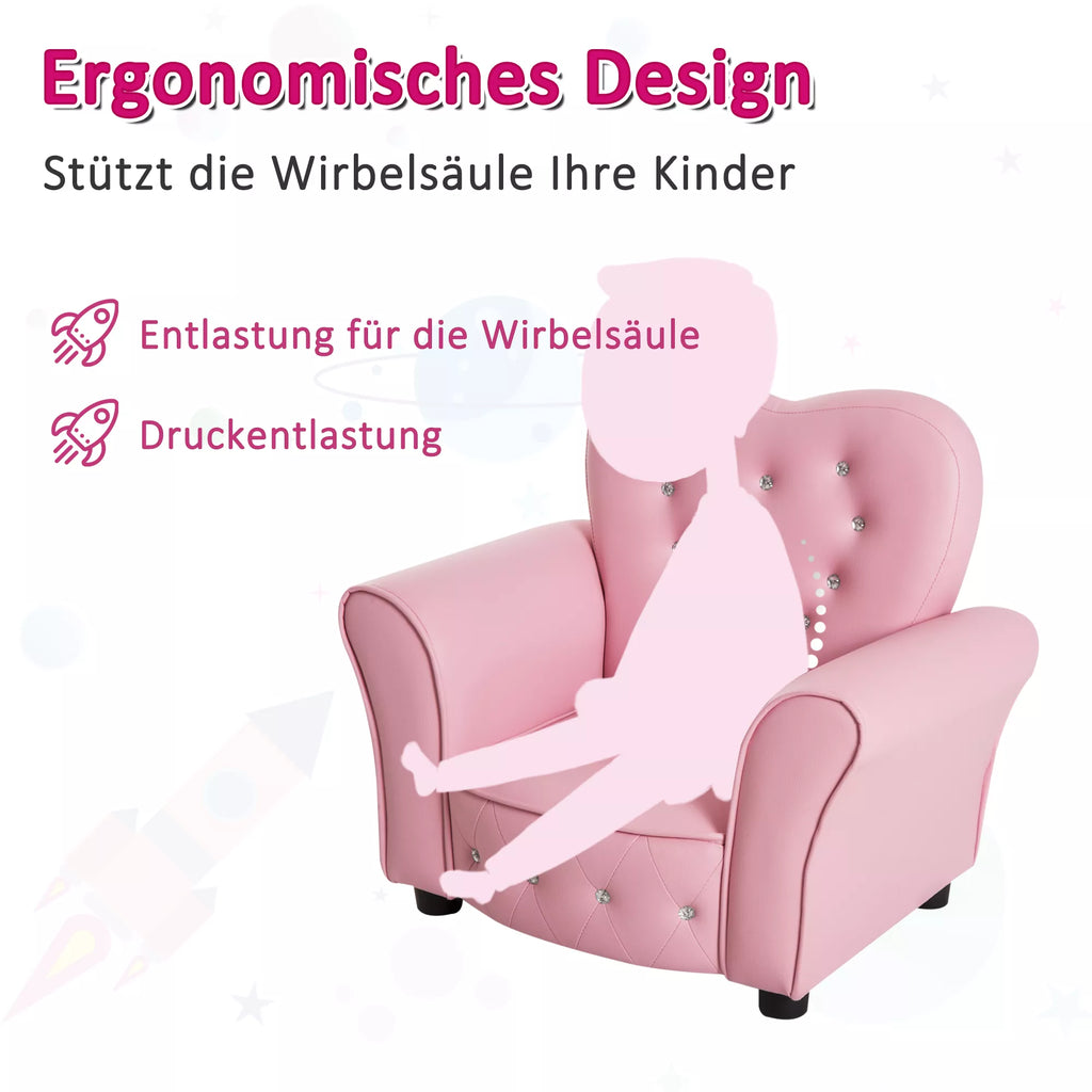 Ergonomiško vaikiško fotelio schema su vaiko figūra