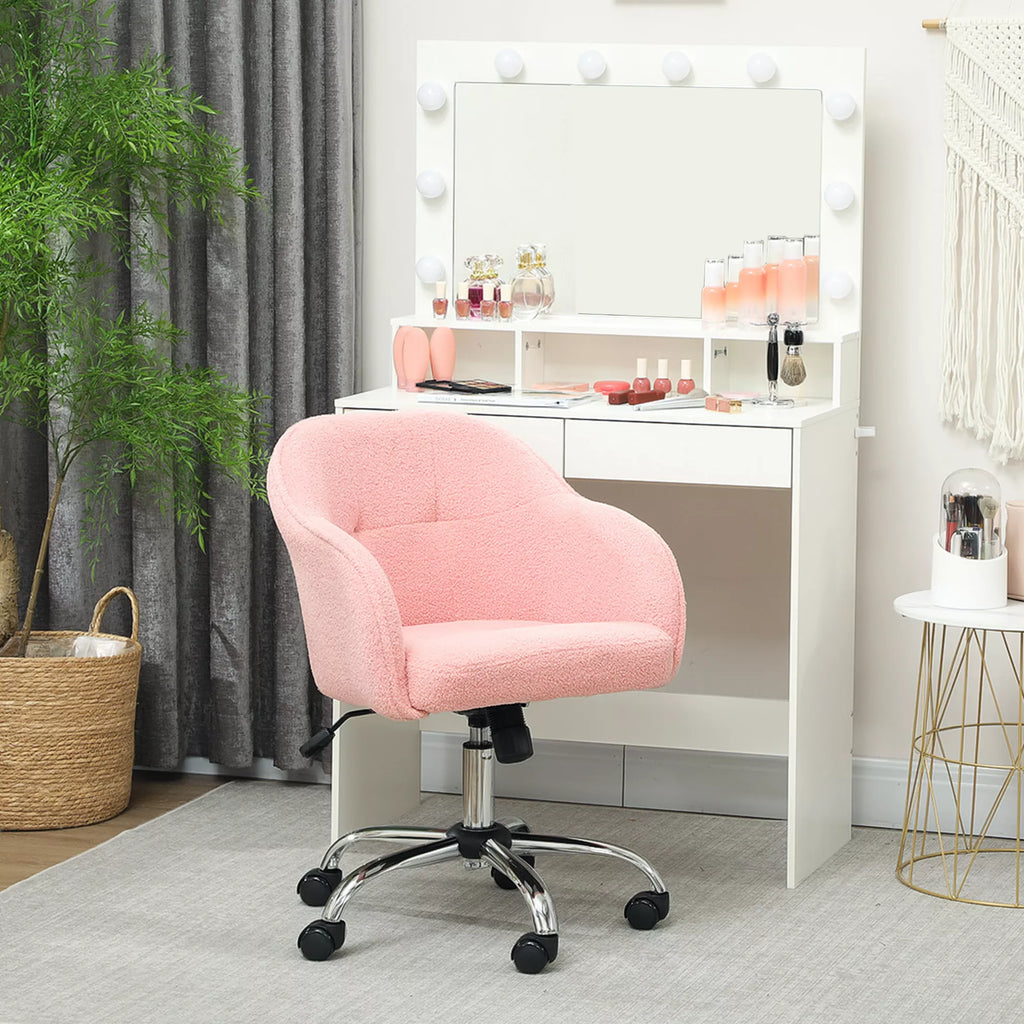Biuro kėdė ergonomiška su ratukais, reguliuojamo aukščio, rožinė