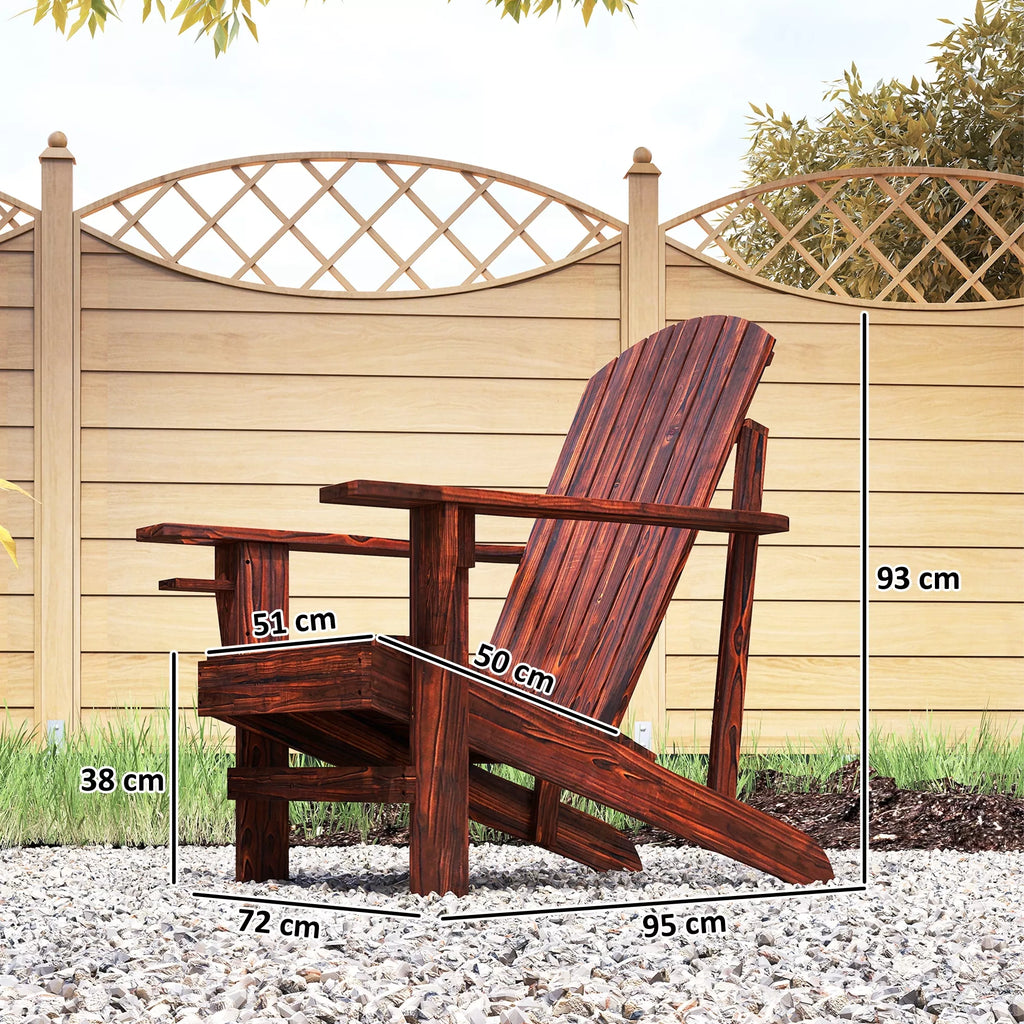Adirondack sodo kėdė su laikikliu puodeliui Sodo gultas Balkono kėdė Masyvi mediena Anglies spalvos 72 x 95 x 93 cm