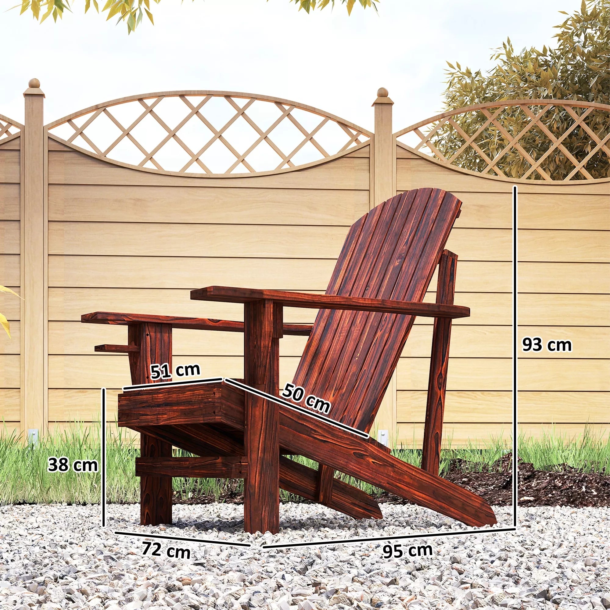 Adirondack sodo kėdė su laikikliu puodeliui Sodo gultas Balkono kėdė Masyvi mediena Anglies spalvos 72 x 95 x 93 cm