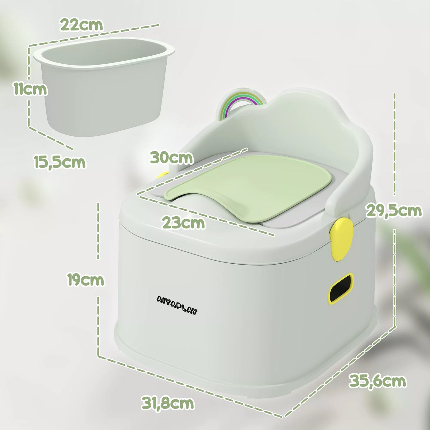 Vaikiškas puodukas, 3-in-1, nuimamas priedas, dirbtinės odos sėdynės paminkštinimas, maks. 50 kg, Pilka