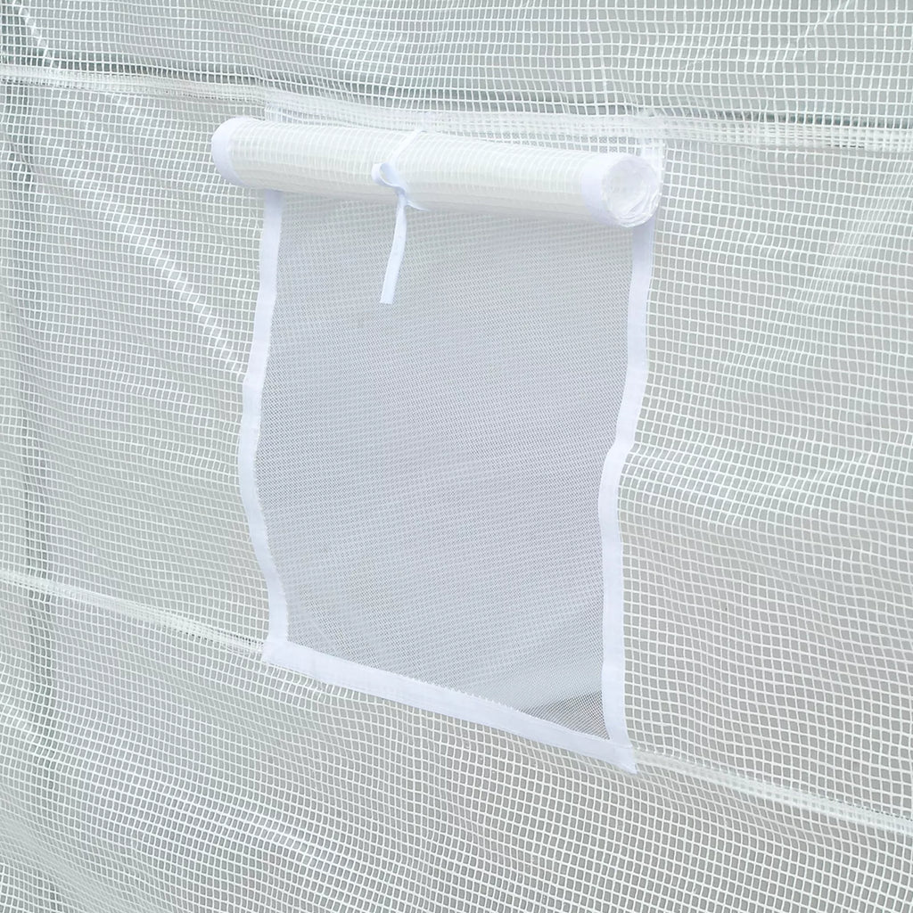 Šiltnamis 350x200x200cm Plėvelinis šiltnamis Pomidorų namelis su durimis, langu, plėvelinis tunelis iš cinkuoto plieno, augalų tunelis, šiltnamis su žemės inkarais ir virvėmis, sodo tunelis, baltas