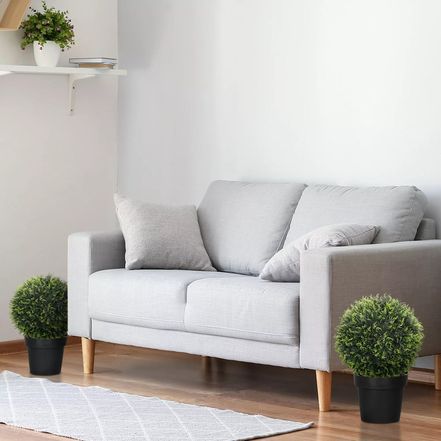 Dirbtiniai augalai, 2 vnt. komplektas, UV spinduliams atsparūs dekoratyviniai augalai, vidaus ir lauko apdailai, 45 cm, žali