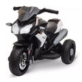 Elektrinis vaikų motociklas, šviesos ir garsai, 3 km/h, įkraunamas, plastikas ir metalas, juodas/baltas