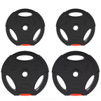 4 vnt. svorių plokščių rinkinys treniruotėms, sporto salėms, namų treniruotėms, jėgos treniruotėms, 2 x 10 kg ir 2 x 5 kg, juodos spalvos