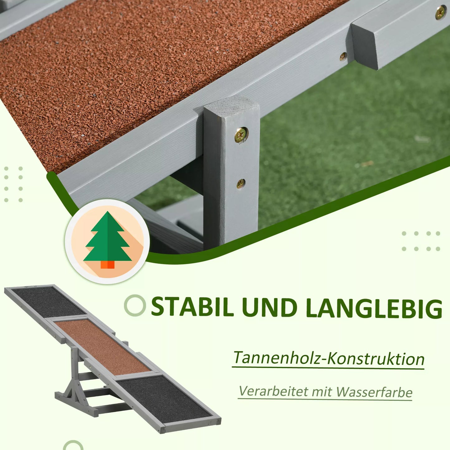 Šunų balansyras Aqulity, Šunų sporto balansyras, 180 x 30 x 30 cm, Pilka + Ruda