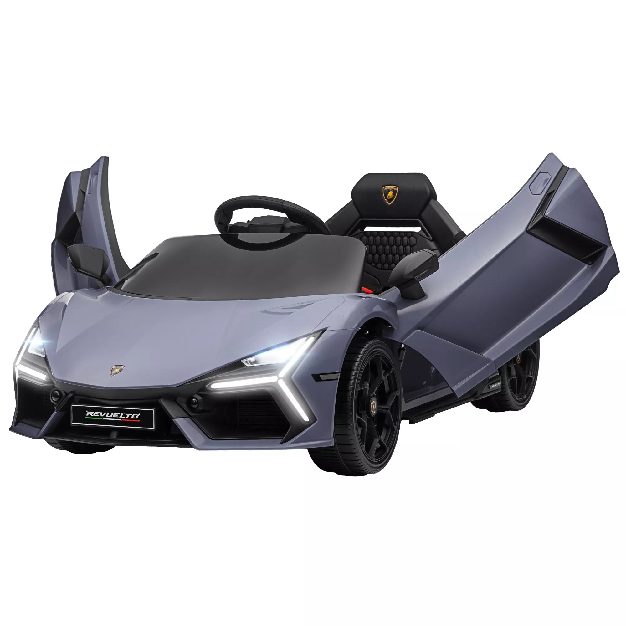 Pilkas elektrinis vaikų automobilis Lamborghini Revuelto