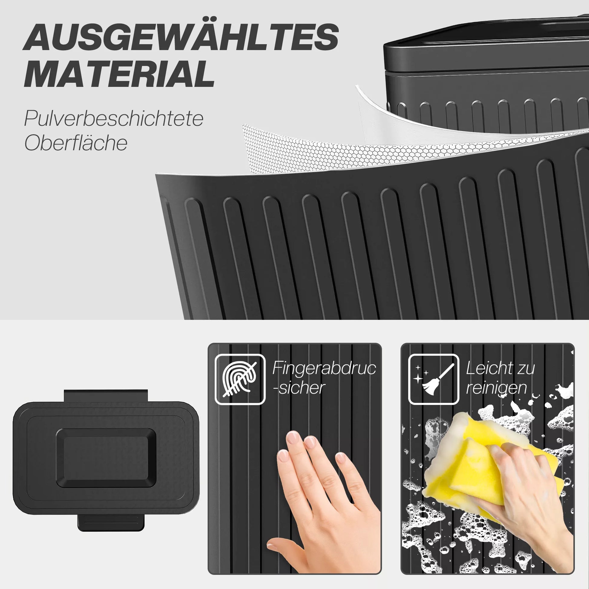 Virtuvės šiukšliadėžė, 2 x 20 l skyriai, efektyvus atliekų rūšiavimas, pėdos pedalas, plastikas, metalas, juoda spalva