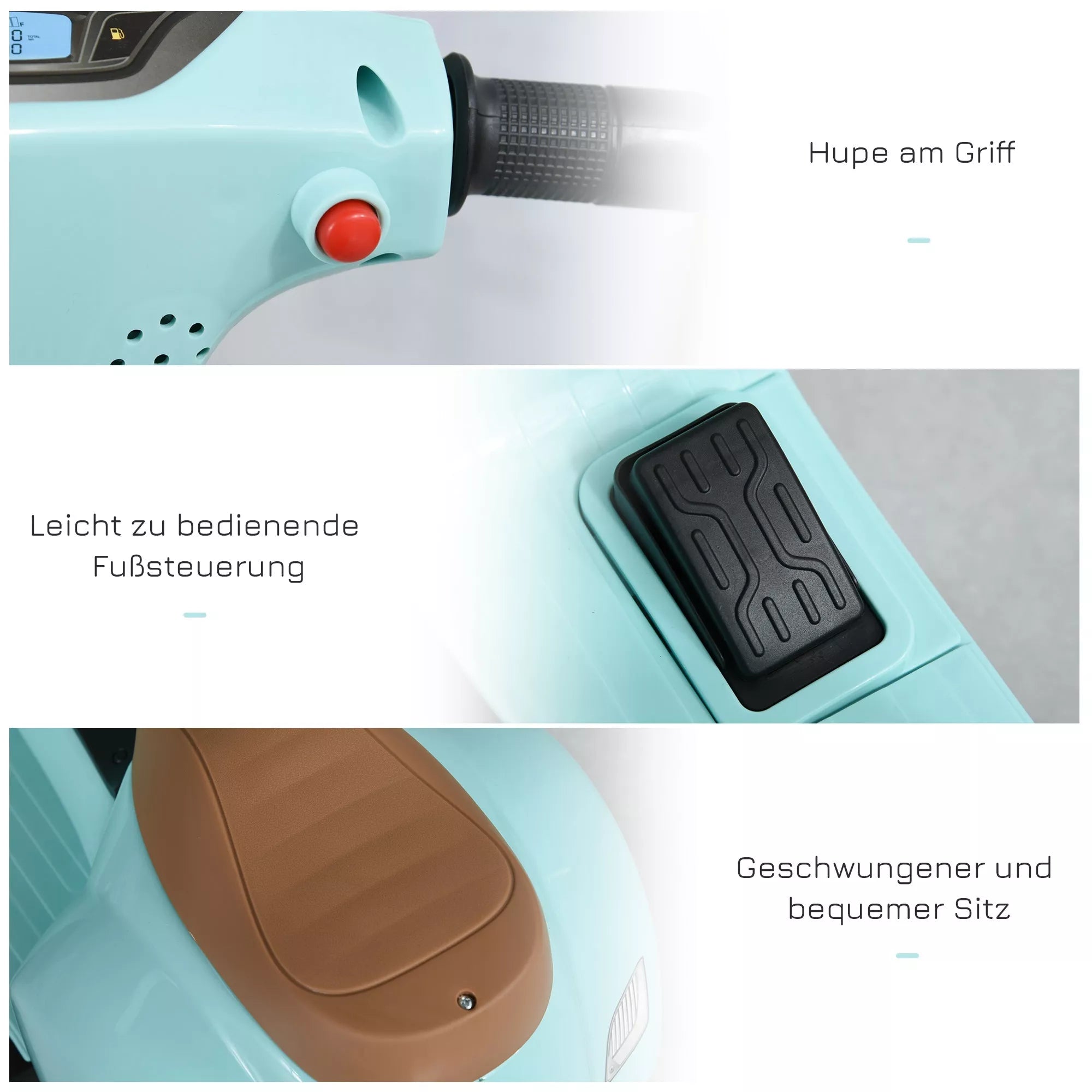Motociklo signalo mygtuko, pedalo ir sėdynės detalės iš arti