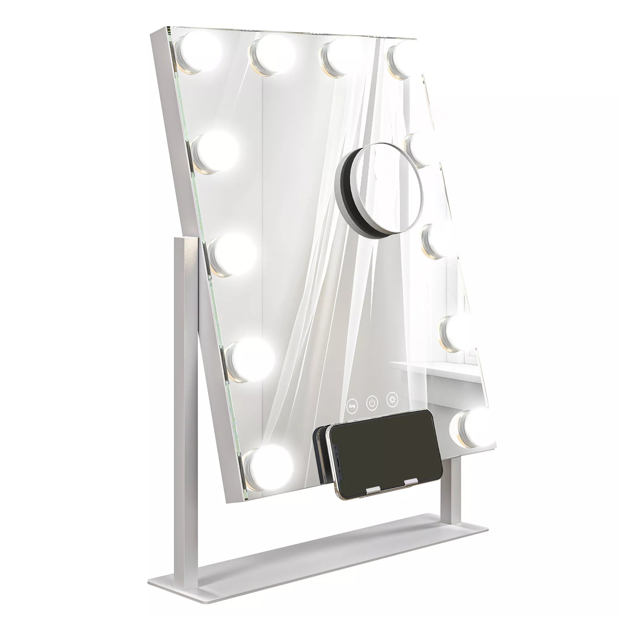 LED kosmetinis veidrodis, 3 apšvietimo režimai, reguliuojamas apšvietimas, jutiklinis valdymas, USB, 37x46 cm, baltas