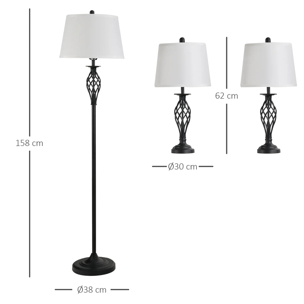 Infografika: grindinio šviestuvo matmenys 158 cm aukštis, 38 cm pagrindas; staliniai 62 cm