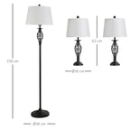 Infografika: grindinio šviestuvo matmenys 158 cm aukštis, 38 cm pagrindas; staliniai 62 cm