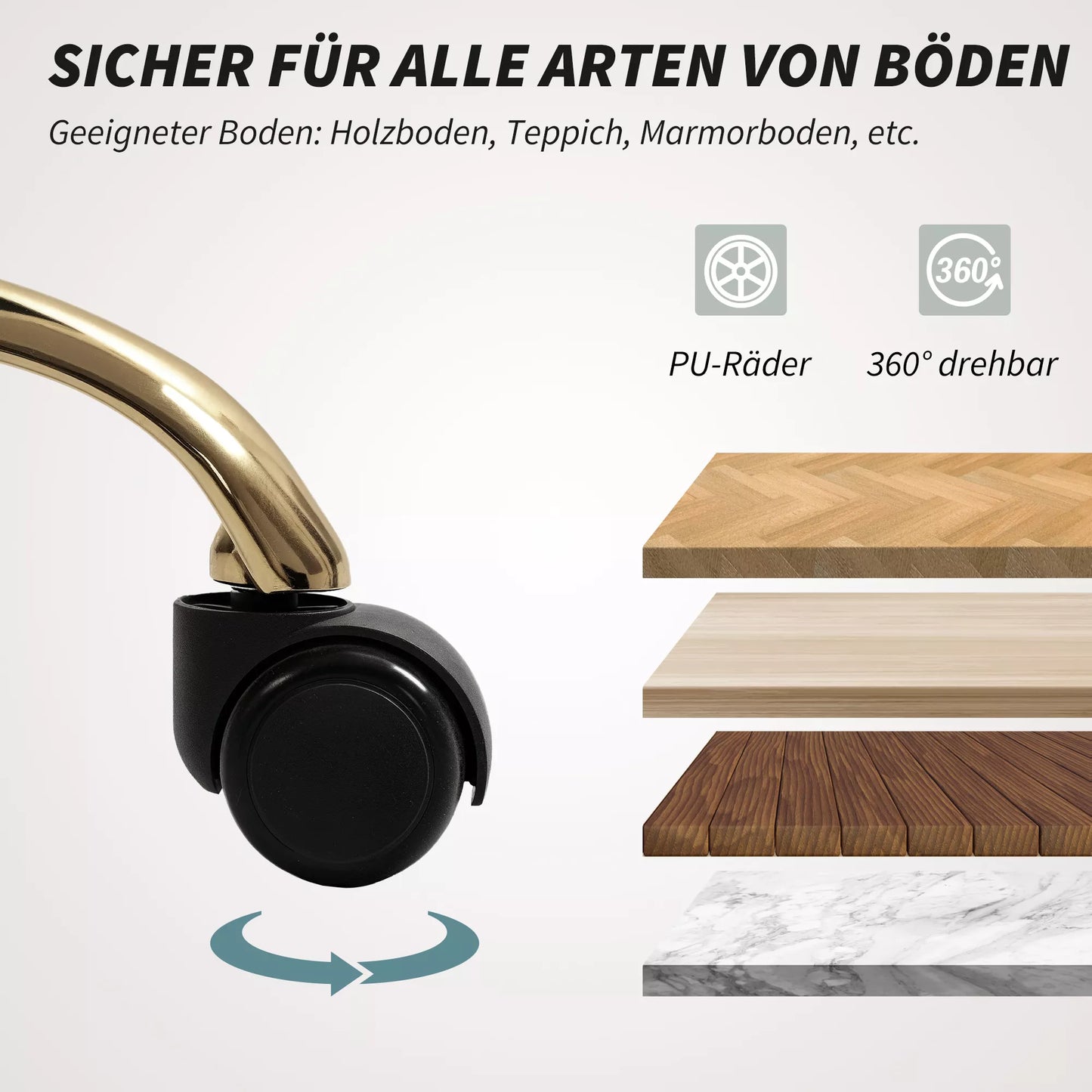 Paminkštinta biuro kėdė, rašomojo stalo kėdė su linine apdaila, auksinėmis kojomis, reguliuojamo aukščio, smėlio spalvos