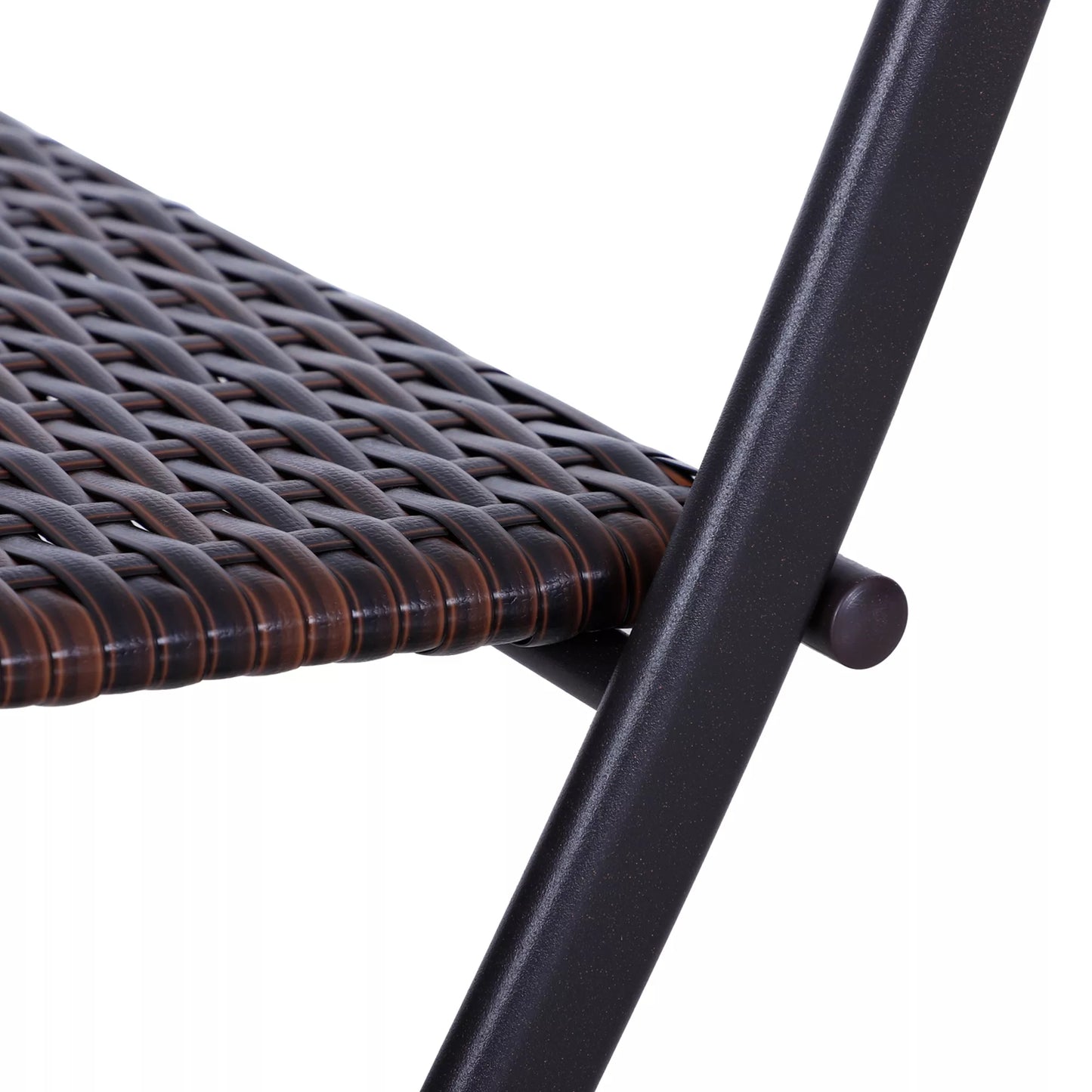 Polirataninis 2 žmonių bistros komplektas, rotango lauko baldų sėdimoji grupė, rudas