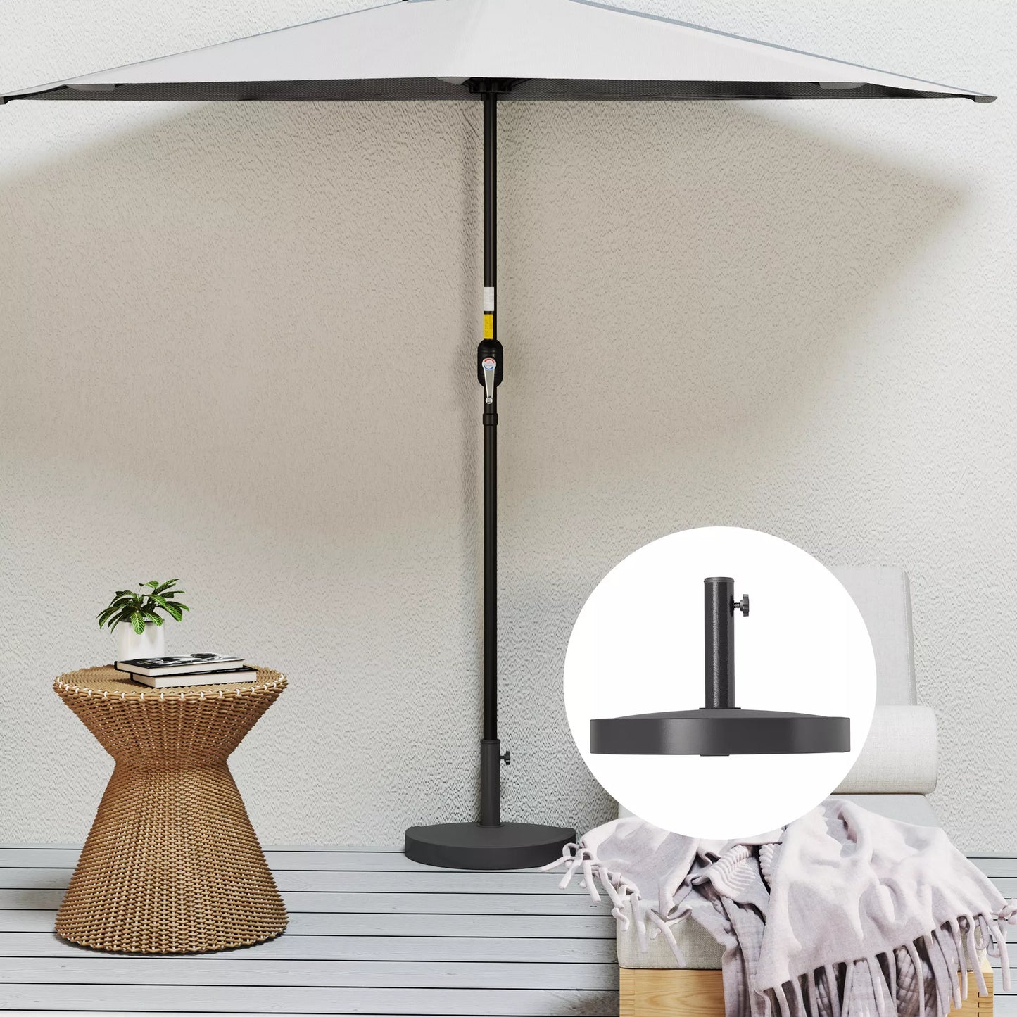 Betoninis skėčių stovas Pusapvalus skėčių stovas Skėčių laikiklis, skėčių svoris skėčiams 32/38/48 mm