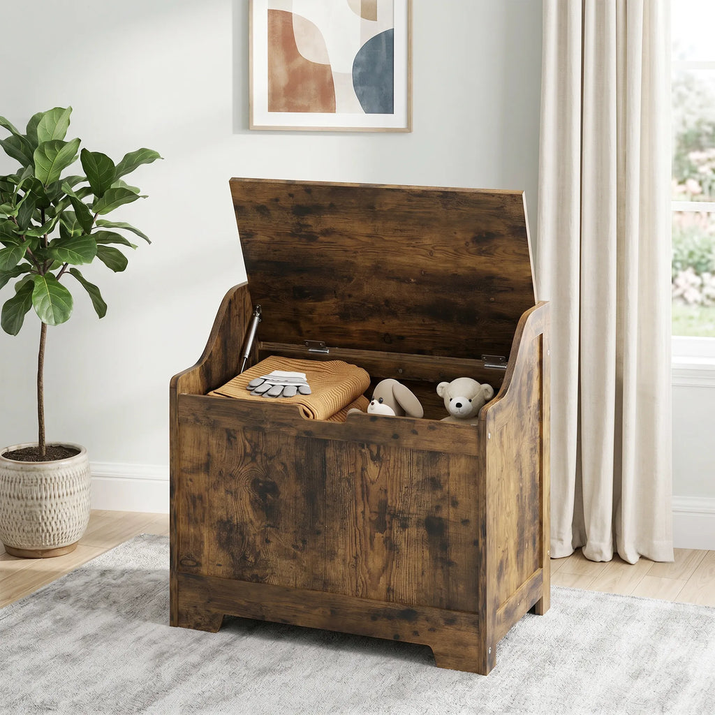 Daiktadėžė su saugos vyriu, rustiškos rudos spalvos