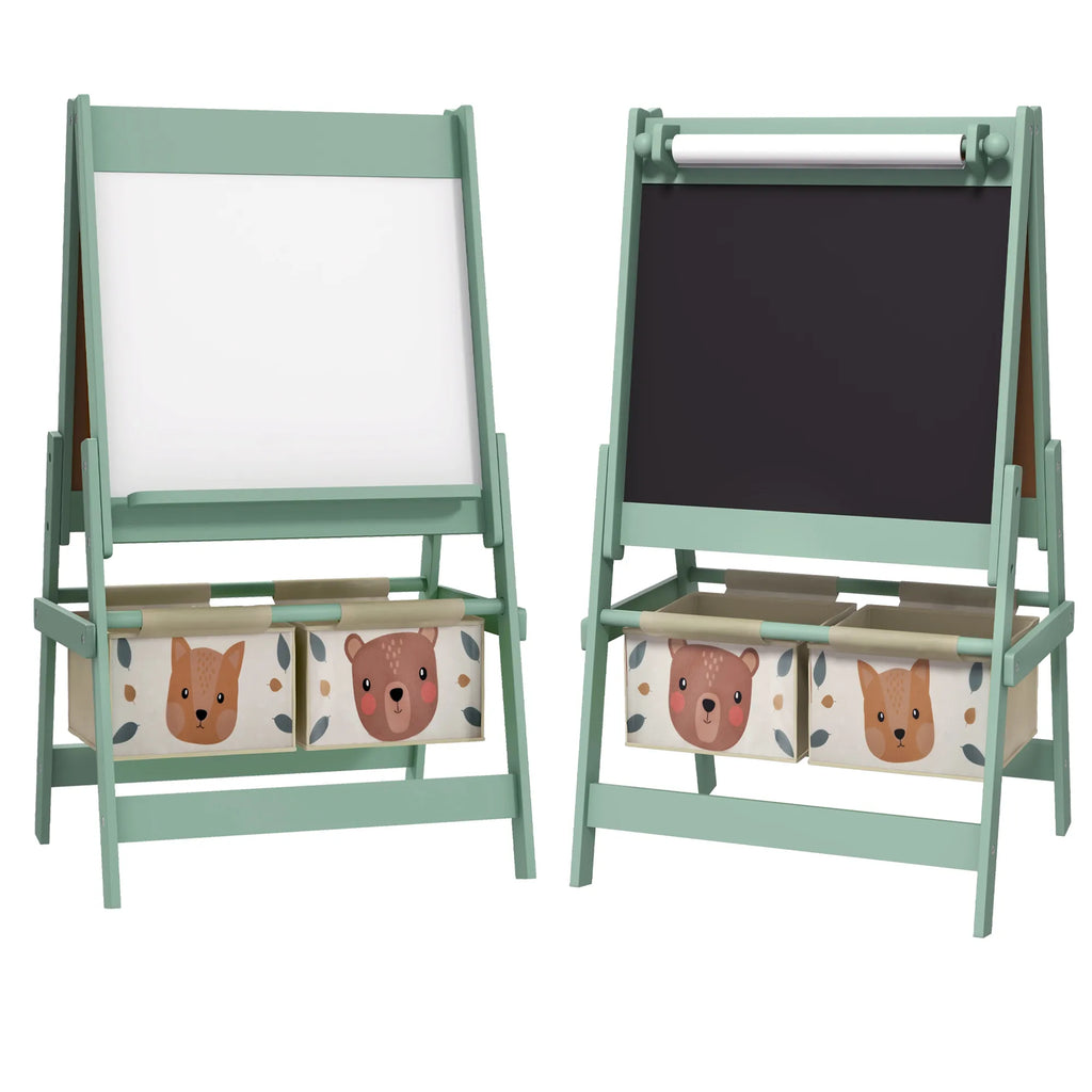 Dailės lenta vaikams 3-in-1 su krepšiais, 3-8 metų, žalia