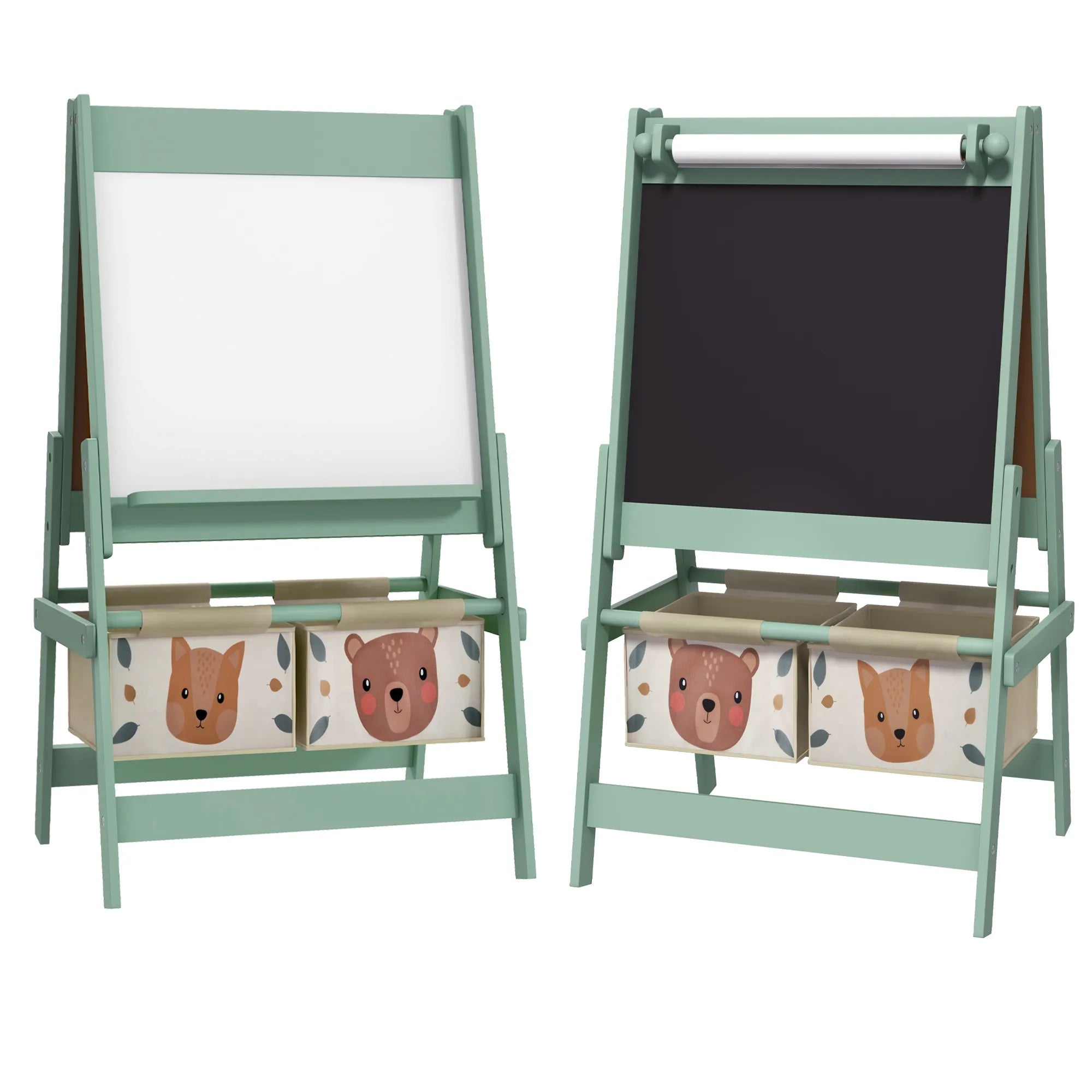 Dailės lenta vaikams 3-in-1 su krepšiais, 3-8 metų, žalia