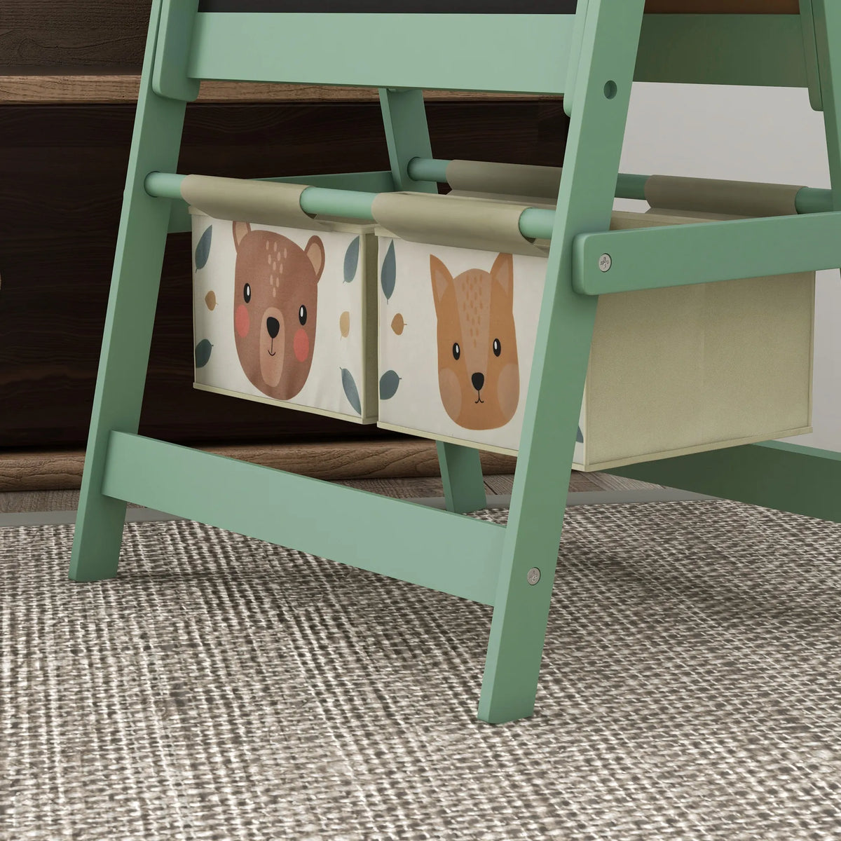 Dailės lenta vaikams 3-in-1 su krepšiais, 3-8 metų, žalia