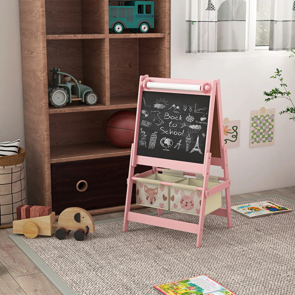 Dailės stovas 3-in-1 su krepšiais 3-8 metų vaikams, rožinis