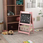 Dailės stovas 3-in-1 su krepšiais 3-8 metų vaikams, rožinis