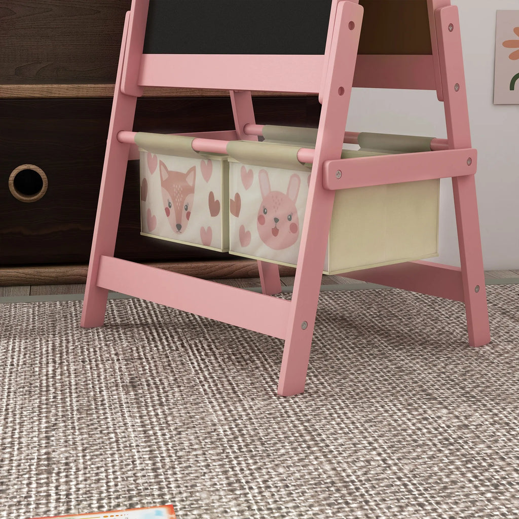 Dailės stovas 3-in-1 su krepšiais 3-8 metų vaikams, rožinis