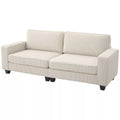 3 vietų sofa su velveto apmušalu, svetainės sofa su spyruokliniu pagrindu, iki 400 kg, 227 x 84 x 87 cm, kreminė balta