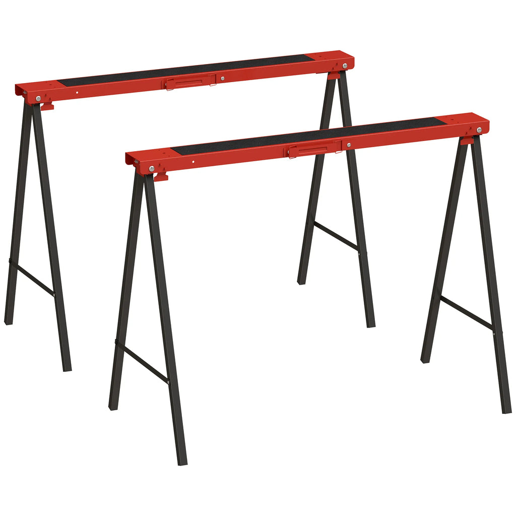 Darbastalių atramų komplektas, 2 vnt., iki 250 kg, metalinis, raudonas