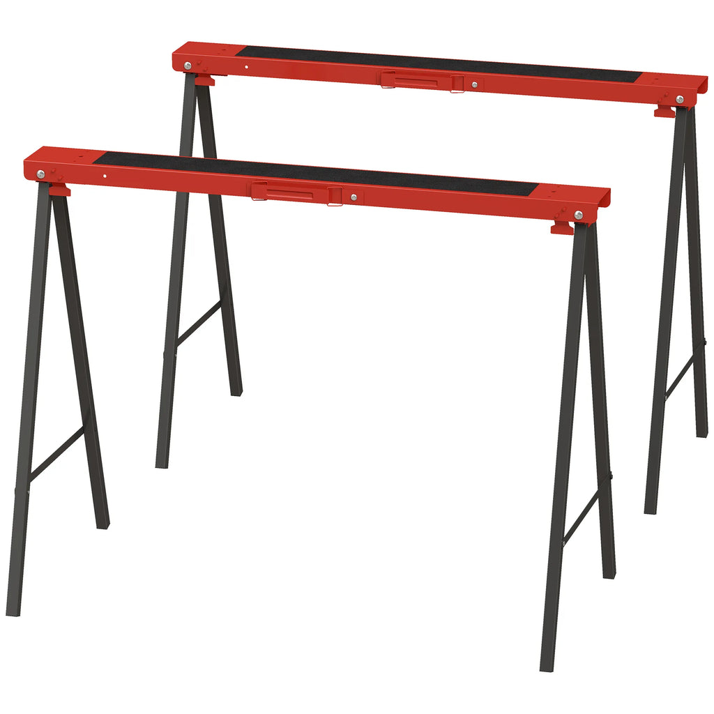Darbastalių atramų komplektas, 2 vnt., iki 250 kg, metalinis, raudonas