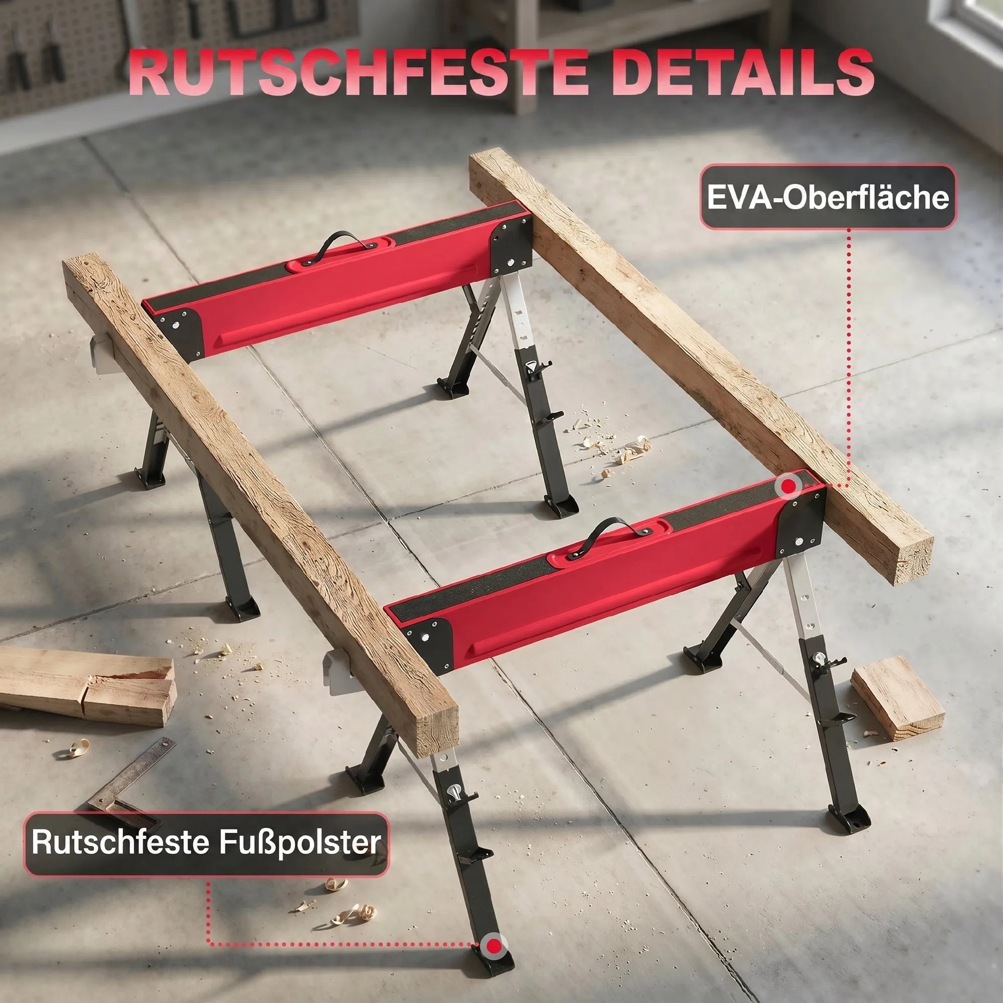 Darbiniai ožiai reguliuojamo aukščio, 1160 kg apkrova, raudoni