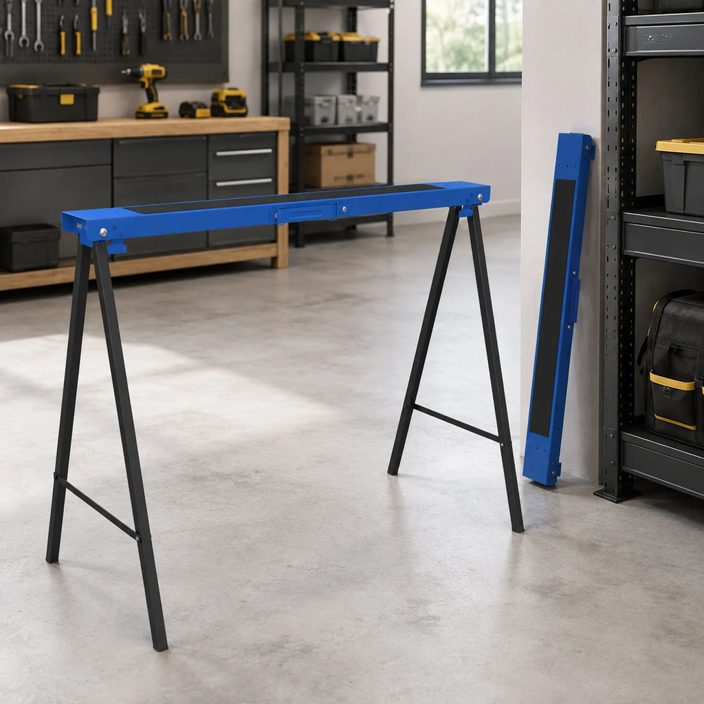 Darbo atramų komplektas, 2 vnt., iki 250 kg, metalinės, mėlynos