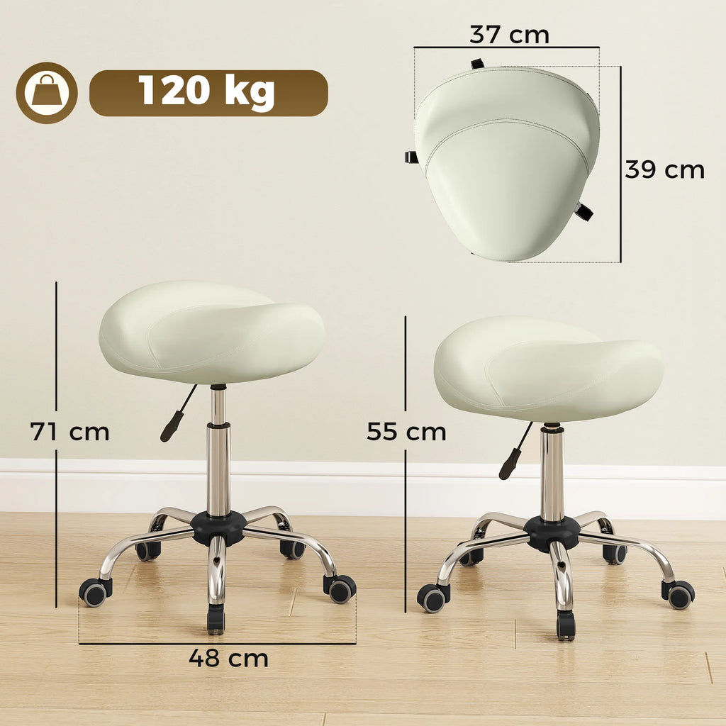 Darbo kėdė balnas reguliuojamo aukščio, iki 120 kg, kreminė balta