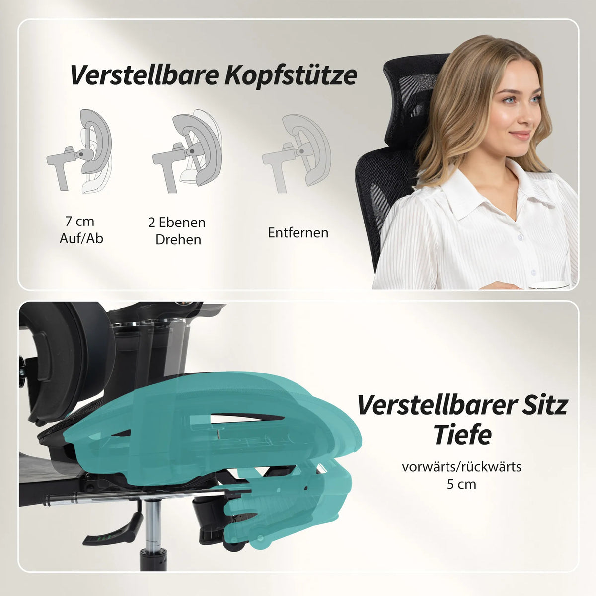 Darbo kėdė ergonomiška su atrama kojoms iki 120 kg, juoda