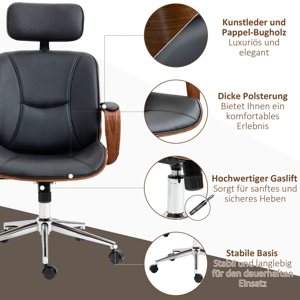 Darbo kėdė ergonomiška su galvos atrama iki 120 kg, juoda