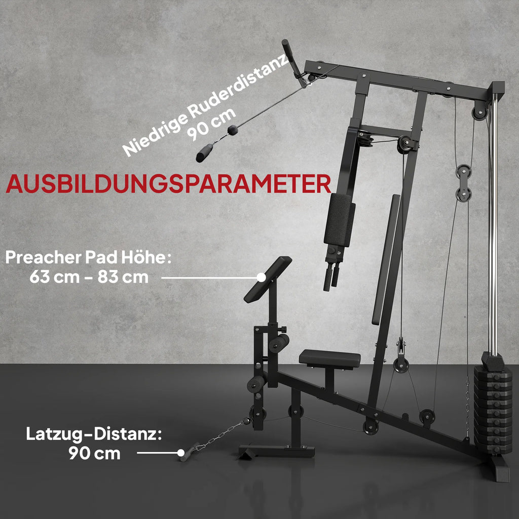 Daugiafunkcė jėgos stotelė su svoriais 45 kg, juoda