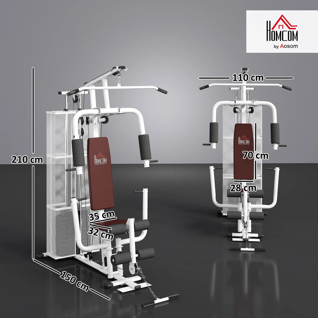 Daugiafunkcė treniruoklių stotelė su svoriais, iki 120 kg, balta