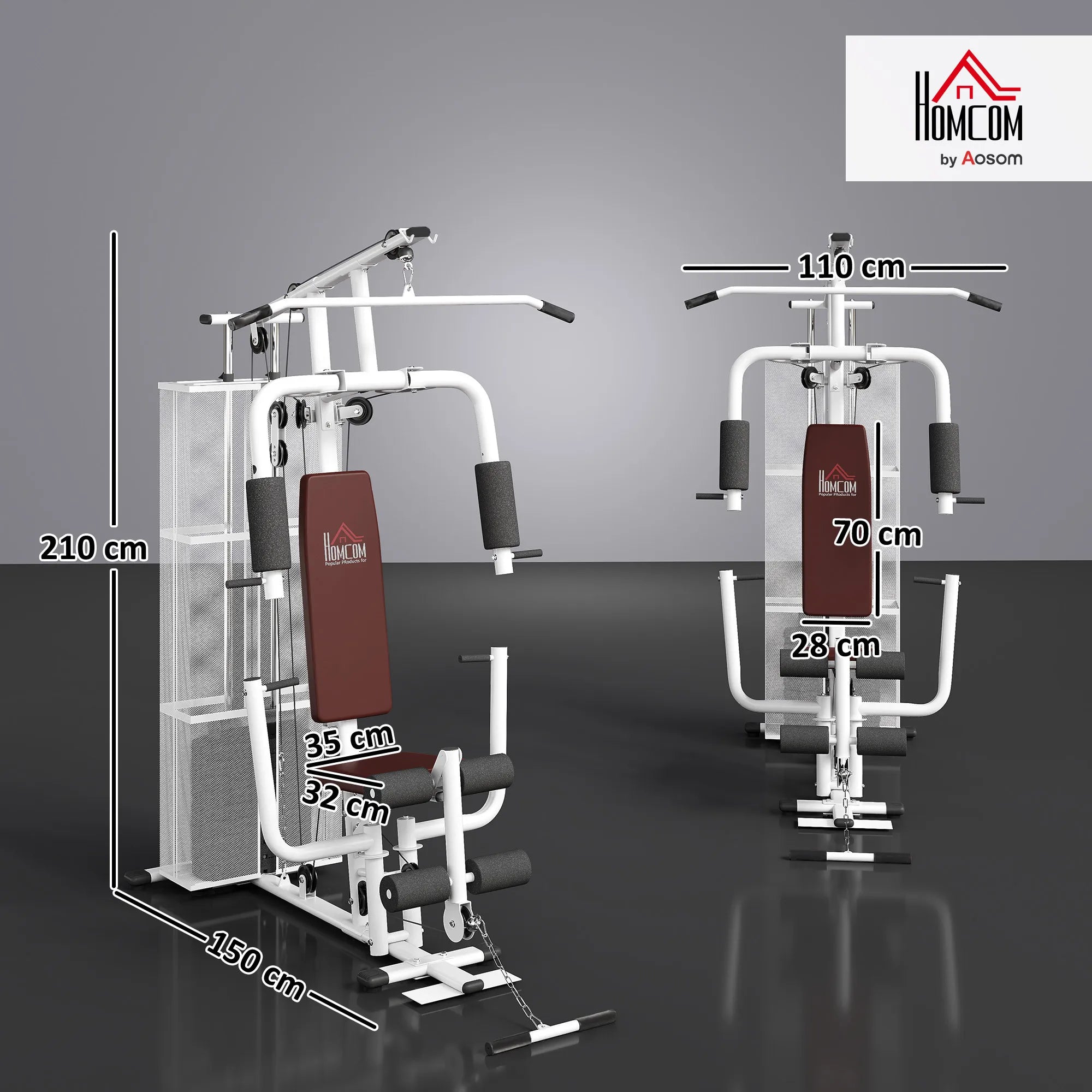 Daugiafunkcė treniruoklių stotelė su svoriais, iki 120 kg, balta