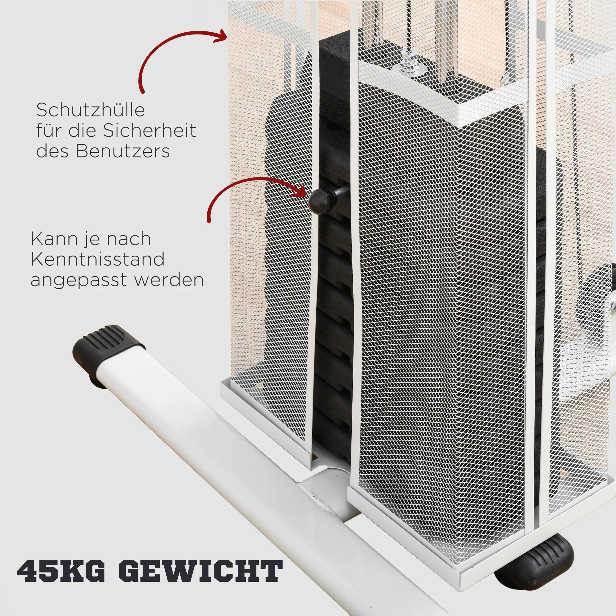 Daugiafunkcė treniruoklių stotelė su svoriais, iki 120 kg, balta