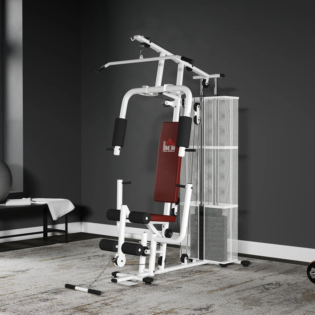 Daugiafunkcė treniruoklių stotelė su svoriais, iki 120 kg, balta