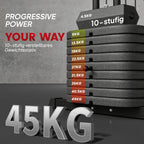 Daugiafunkcė treniruoklių stotis su 45 kg svoriais, juoda