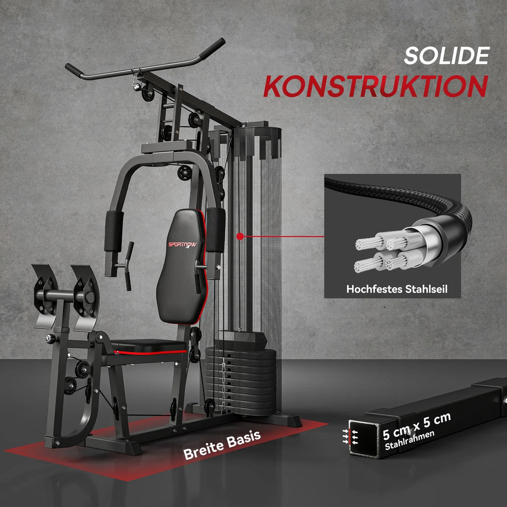 Daugiafunkcė treniruoklių stotis su 45 kg svoriais, juoda
