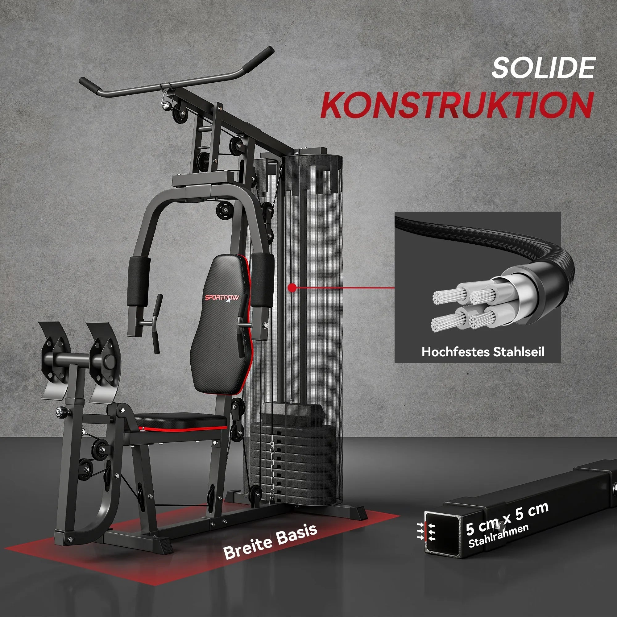 Daugiafunkcė treniruoklių stotis su 45 kg svoriais, juoda